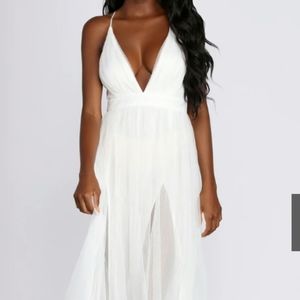 White tulle gown/maxi dress